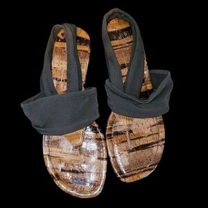 Donald J Pliner DASA Cork Wedge Sandals Heels - Black Fabric 6.5M